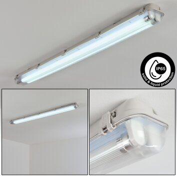 Ilena Plafon de exterior, Iluminación exterior, Lámpara de baño, Focos de obra, Plafones LED Gris, 1 luz