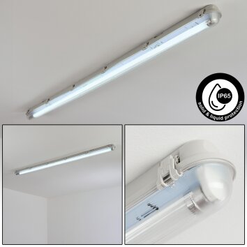 Ilena Plafon de exterior, Iluminación exterior, Lámpara de baño, Focos de obra, Plafones LED Gris, 1 luz