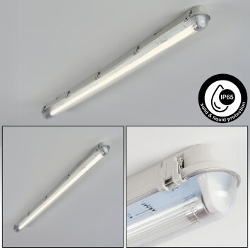 Ilena Plafon de exterior, Iluminación exterior, Lámpara de baño, Focos de obra, Plafones LED Gris, 1 luz