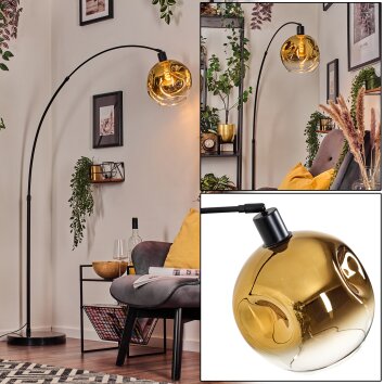 Ripoll Luminarias esféricas, Lámpara de pie, Lámparas de pie tipo arco Negro, 1 luz