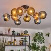 Koyoto Plafones, Luminarias esféricas 85 cm Azul, dorado, Color cobre, 10 luces