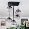 Koyoto Plafones, Luminarias esféricas Transparente, Ahumado, 5 luces