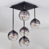 Koyoto Plafones, Luminarias esféricas Transparente, Ahumado, 5 luces