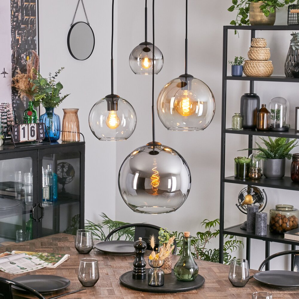 Koyoto Lámparas suspendidas, Luminarias esféricas, Lámpara colgante de clúster 35 cm Colores ámbar, Cromo, Transparente, Ahumado, 4 luces main product photo