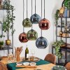 Koyoto Lámparas suspendidas, Luminarias esféricas, Lámparas colgantes Azul, Verde, Color cobre, 6 luces