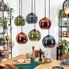Koyoto Lámparas suspendidas, Luminarias esféricas, Lámparas colgantes Azul, Verde, Color cobre, 6 luces