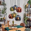 Koyoto Lámparas suspendidas, Luminarias esféricas, Lámparas colgantes Azul, Verde, Color cobre, 6 luces