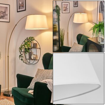 Bassagoda Lámpara de pie, Lámparas de pie tipo arco Latón, Negro, 1 luz, Pantalla de lámpara de tela