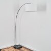 Bassagoda Lámpara de pie, Lámparas de pie tipo arco Níquel-mate, Negro, 1 luz, Pantalla de lámpara de tela