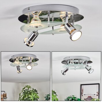 Mirando Plafones, Spot techo LED Cromo, Plata, Transparente, claro, 4 luces