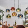 Koyoto Lámparas suspendidas, Luminarias esféricas, Lámparas colgantes Azul, dorado, Verde, Transparente, Color cobre, 6 luces