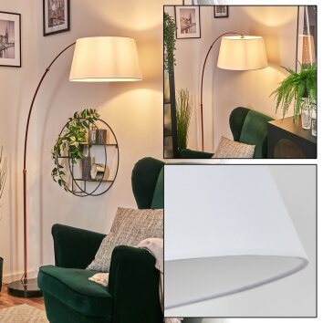 Bassagoda Lámpara de pie, Lámparas de pie tipo arco Cobre, Negro, 1 luz, Pantalla de tela