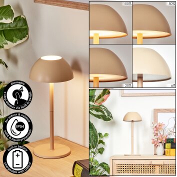 Laken Lámpara de mesa de exterior, Lámpara de baño, Lámparas de mesa LED Beige, 1 luz