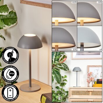 Laken Lámpara de mesa de exterior, Lámpara de baño, Lámparas de mesa LED Gris, 1 luz