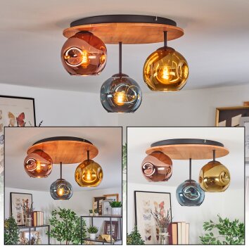 Ripoll Plafones, Luminarias esféricas Crudo, Negro, 3 luces Ripoll Plafones, Luminarias esféricas Crudo, Negro, 3 luces