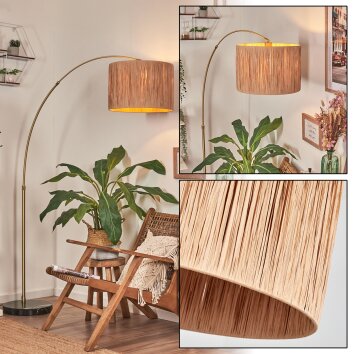 Granja Lámpara de pie, Lámparas de pie tipo arco Latón, Negro, 1 luz