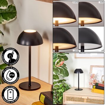 Laken Lámpara de mesa de exterior, Lámpara de baño, Lámparas de mesa LED Negro, 1 luz