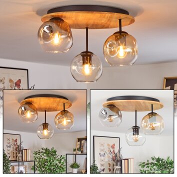 Ripoll Plafones, Luminarias esféricas Crudo, Negro, 3 luces