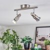 Firan Plafones, Spot techo LED Níquel-mate, 2 luces