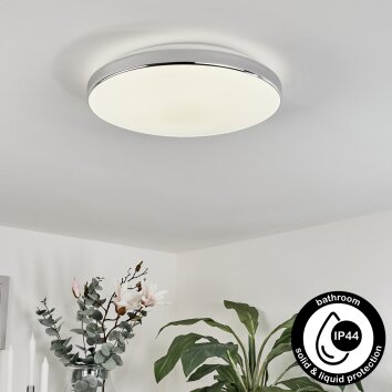 Morges Lámpara de Techo LED Cromo, Blanca, 1 luz