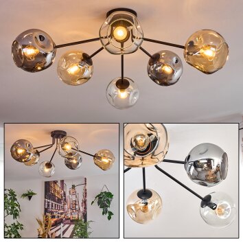 Ripoll Plafones, Luminarias esféricas Colores ámbar, Transparente, Ahumado, 6 luces