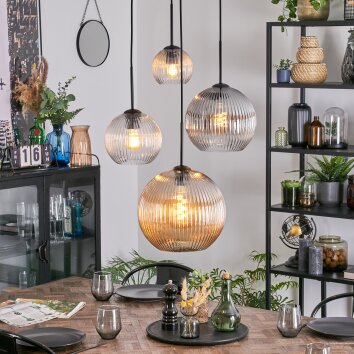 Koyoto Lámparas suspendidas, Luminarias esféricas, Lámpara colgante de clúster Colores ámbar, Transparente, Ahumado, 4 luces