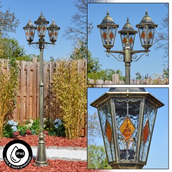 Hongkong Candelabro, Iluminación de caminos Marrón, dorado, 3 luces