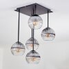 Koyoto Plafones, Luminarias esféricas Transparente, Ahumado, 5 luces