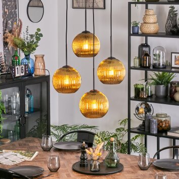 Koyoto Lámparas suspendidas, Luminarias esféricas, Lámpara colgante de clúster dorado, 4 luces