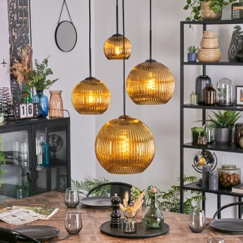 Koyoto Lámparas suspendidas, Luminarias esféricas, Lámpara colgante de clúster dorado, 4 luces