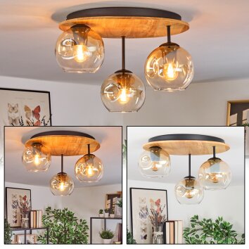 Ripoll Plafones, Luminarias esféricas Crudo, Negro, 3 luces