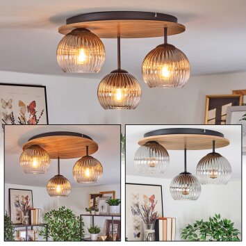 Koyoto Plafones, Luminarias esféricas 40 cm Crudo, Negro, 3 luces