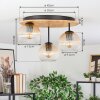 Koyoto Plafones, Luminarias esféricas 40 cm Crudo, Negro, 3 luces