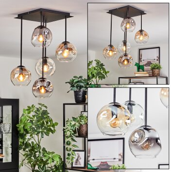 Ripoll Plafones, Luminarias esféricas Colores ámbar, Transparente, Ahumado, 5 luces