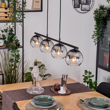 Koyoto Lámparas suspendidas, Luminarias esféricas, Lámparas colgantes Transparente, Ahumado, 4 luces