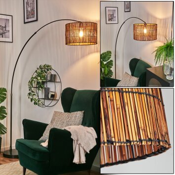 Cando Lámpara de pie, Lámparas de pie tipo arco Cromo, Negro, 1 luz