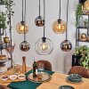 Koyoto Lámparas suspendidas, Luminarias esféricas, Lámparas colgantes Colores ámbar, Cromo, Transparente, Ahumado, 6 luces