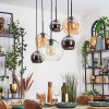 Koyoto Lámparas suspendidas, Luminarias esféricas, Lámparas colgantes Colores ámbar, Cromo, Transparente, Ahumado, 6 luces