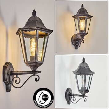 Lignac Aplique de exterior, Apliques Negro, Plata, 1 luz