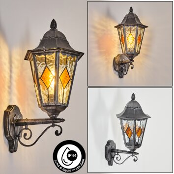 Lignac Aplique de exterior, Apliques Negro, Plata, 1 luz