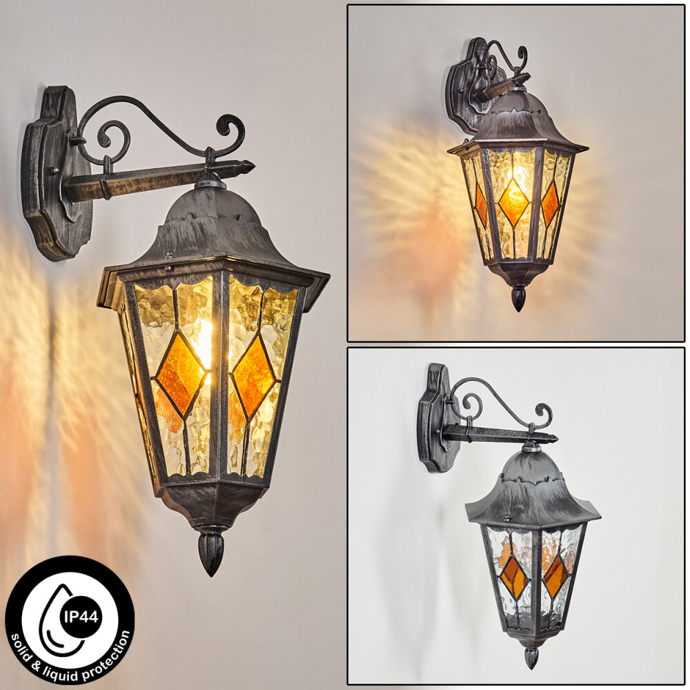 Lignac Aplique de exterior, Apliques Negro, Plata, 1 luz main product photo