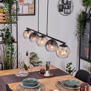 Koyoto Lámparas suspendidas, Luminarias esféricas, Lámparas colgantes Colores ámbar, Transparente, Ahumado, 5 luces