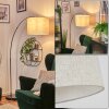 Bassagoda Lámpara de pie, Lámparas de pie tipo arco Cromo, Negro, 1 luz, Pantalla de tela