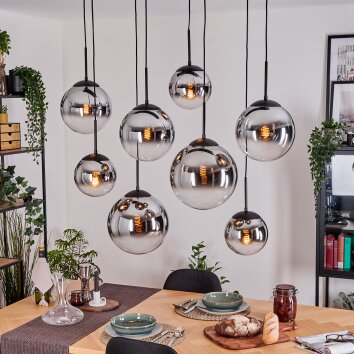 Gastor Lámparas suspendidas, Luminarias esféricas, Lámparas colgantes Cromo, Transparente, Ahumado, 8 luces