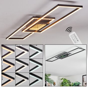 Manor Plafones LED Negro, 1 luz, Mando a distancia