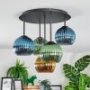 Koyoto Plafones, Luminarias esféricas 45 cm Azul, dorado, Verde, 5 luces