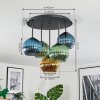 Koyoto Plafones, Luminarias esféricas 45 cm Azul, dorado, Verde, 5 luces