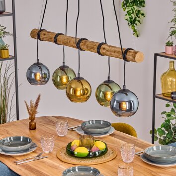 Koyoto Lámparas suspendidas, Luminarias esféricas, Lámparas colgantes Crudo, Negro, 5 luces