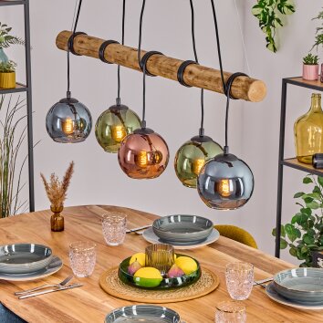 Koyoto Lámparas suspendidas, Luminarias esféricas, Lámparas colgantes Crudo, Negro, 5 luces