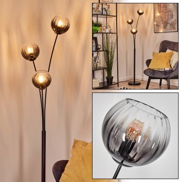 Koyoto Luminarias esféricas, Lámpara de pie Transparente, Ahumado, 3 luces
